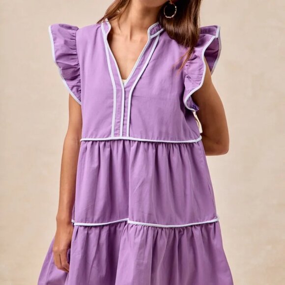 ✨NWT BiBi Gameday Theme Contrast‎ Binding Ruffled Dress - Picture 7 of 14